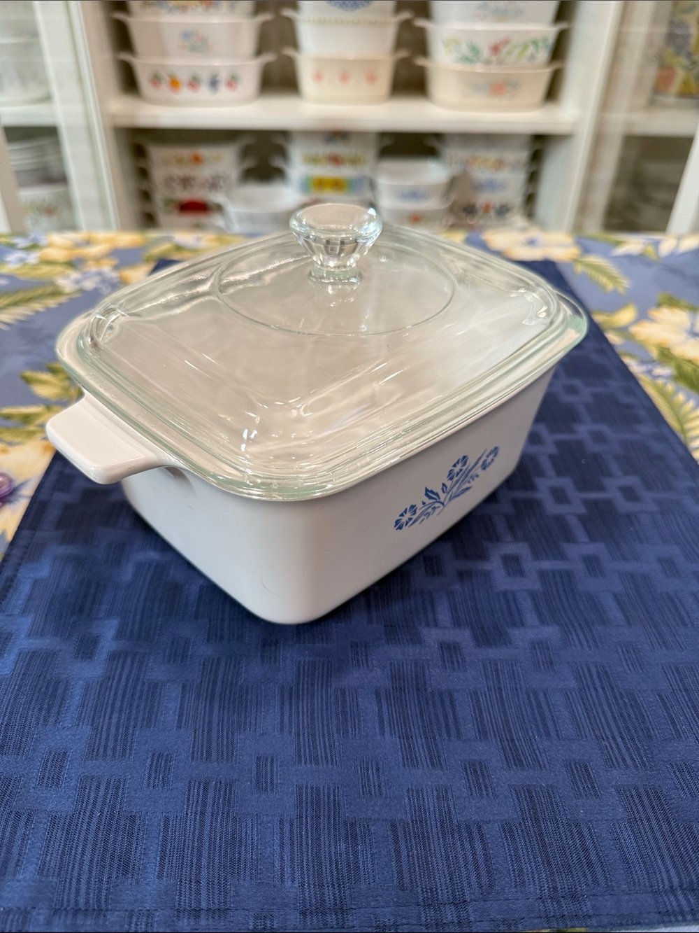 Corningware P-4-B Blue Cornflower Pattern and Glass Lid